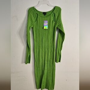 Green Ribbed Knit Dress